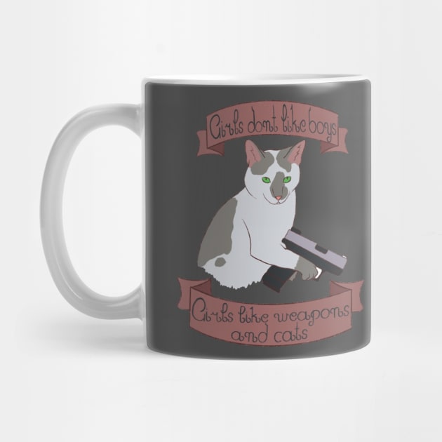 Cute cat with a gun by Cindis shop